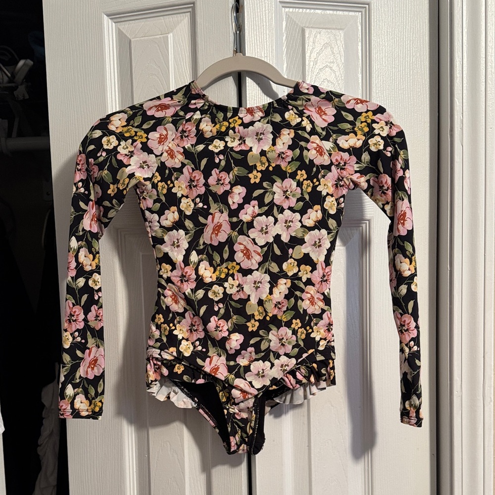 GB Girls Floral Black Kids Swim One Piece